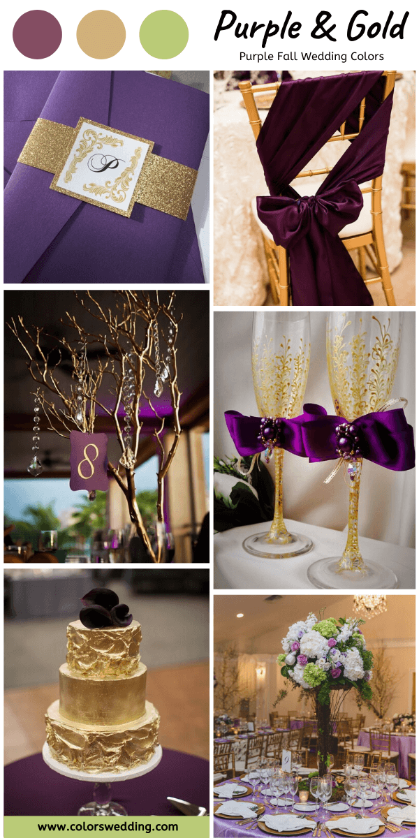 8 Perfect Purple Fall Wedding Color Palettes: Purple + Gold
